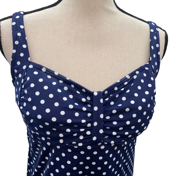 Lands’ End Size 12 Polkadot Swim Tankini Top Underwire - Picture 2 of 7